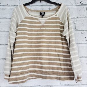 Bobeau striped white cream Long sleeve sweater